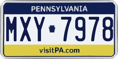 PA license plate MXY7978