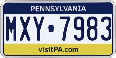 PA license plate MXY7983