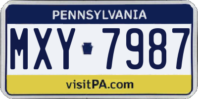 PA license plate MXY7987