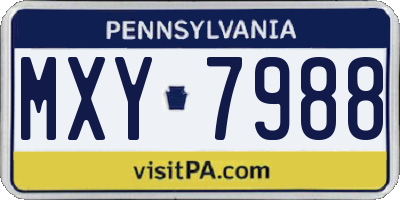 PA license plate MXY7988