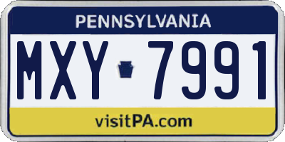 PA license plate MXY7991
