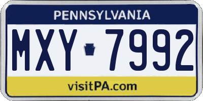 PA license plate MXY7992