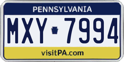 PA license plate MXY7994