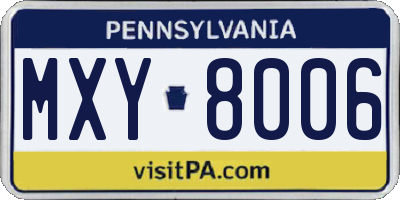 PA license plate MXY8006