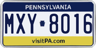 PA license plate MXY8016