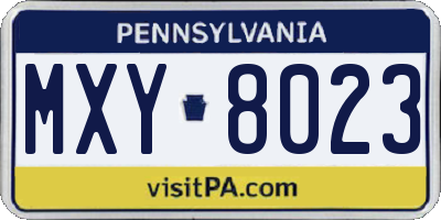 PA license plate MXY8023
