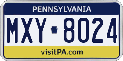 PA license plate MXY8024