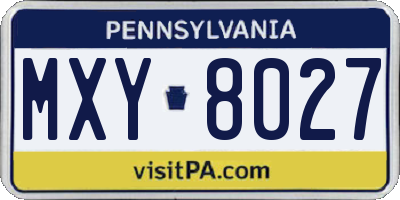 PA license plate MXY8027