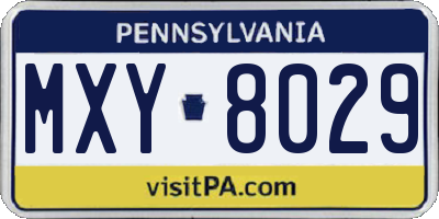 PA license plate MXY8029