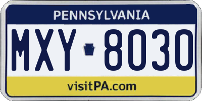 PA license plate MXY8030