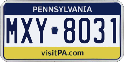 PA license plate MXY8031