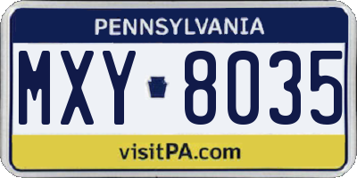 PA license plate MXY8035