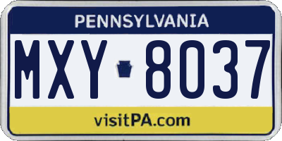 PA license plate MXY8037
