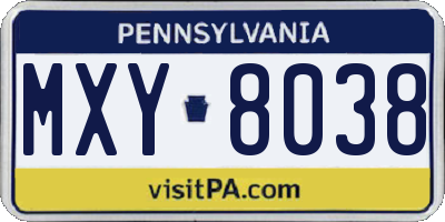 PA license plate MXY8038