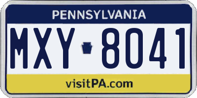 PA license plate MXY8041