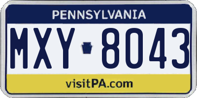 PA license plate MXY8043