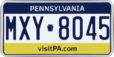 PA license plate MXY8045