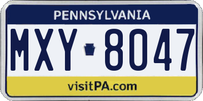PA license plate MXY8047