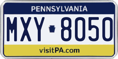 PA license plate MXY8050