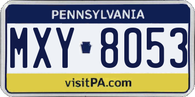 PA license plate MXY8053