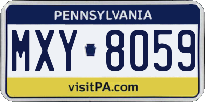 PA license plate MXY8059