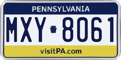 PA license plate MXY8061