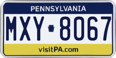 PA license plate MXY8067