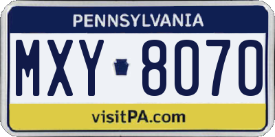 PA license plate MXY8070