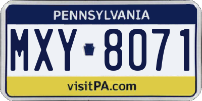 PA license plate MXY8071