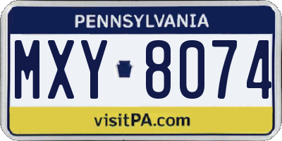 PA license plate MXY8074