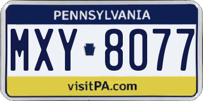 PA license plate MXY8077