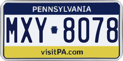 PA license plate MXY8078