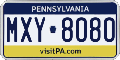 PA license plate MXY8080
