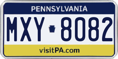 PA license plate MXY8082