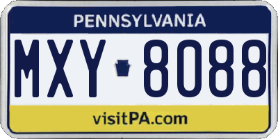 PA license plate MXY8088