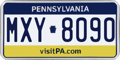 PA license plate MXY8090