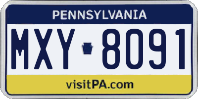 PA license plate MXY8091