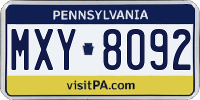 PA license plate MXY8092