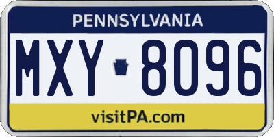 PA license plate MXY8096