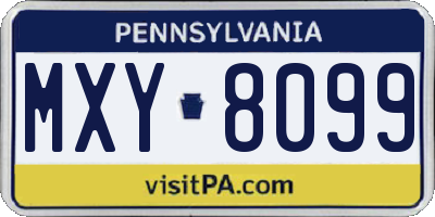 PA license plate MXY8099