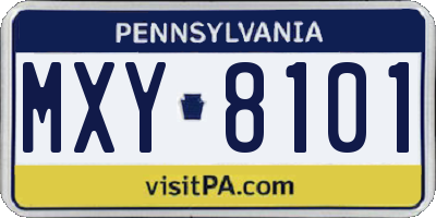 PA license plate MXY8101