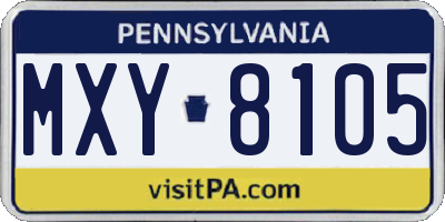 PA license plate MXY8105