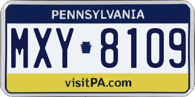 PA license plate MXY8109