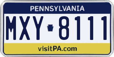 PA license plate MXY8111