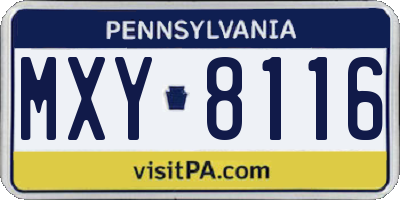 PA license plate MXY8116