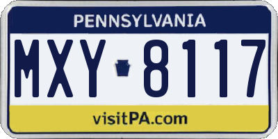 PA license plate MXY8117