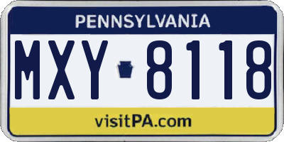 PA license plate MXY8118
