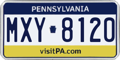 PA license plate MXY8120