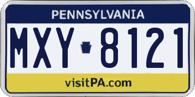 PA license plate MXY8121