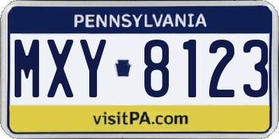 PA license plate MXY8123